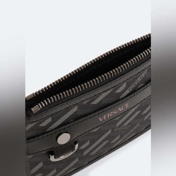 Versace La Greca Pouch Signature Logo Modular Rectangular Unisex 5.75”x4.5” - Picture 2 of 11